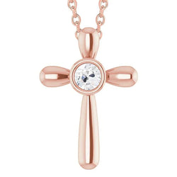 Rose Gold Round Slide Cross Real Natural Earth Mined Diamond Pendant 1 Carat Old Miner Jewelry