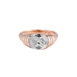 Rose Gold Solitaire Ring Cushion Old Mine Cut Real Diamond 2.25 Carats