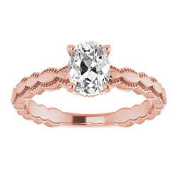 Rose Gold Solitaire Ring Real Oval Old Mine Cut Diamond 3.25 Carats