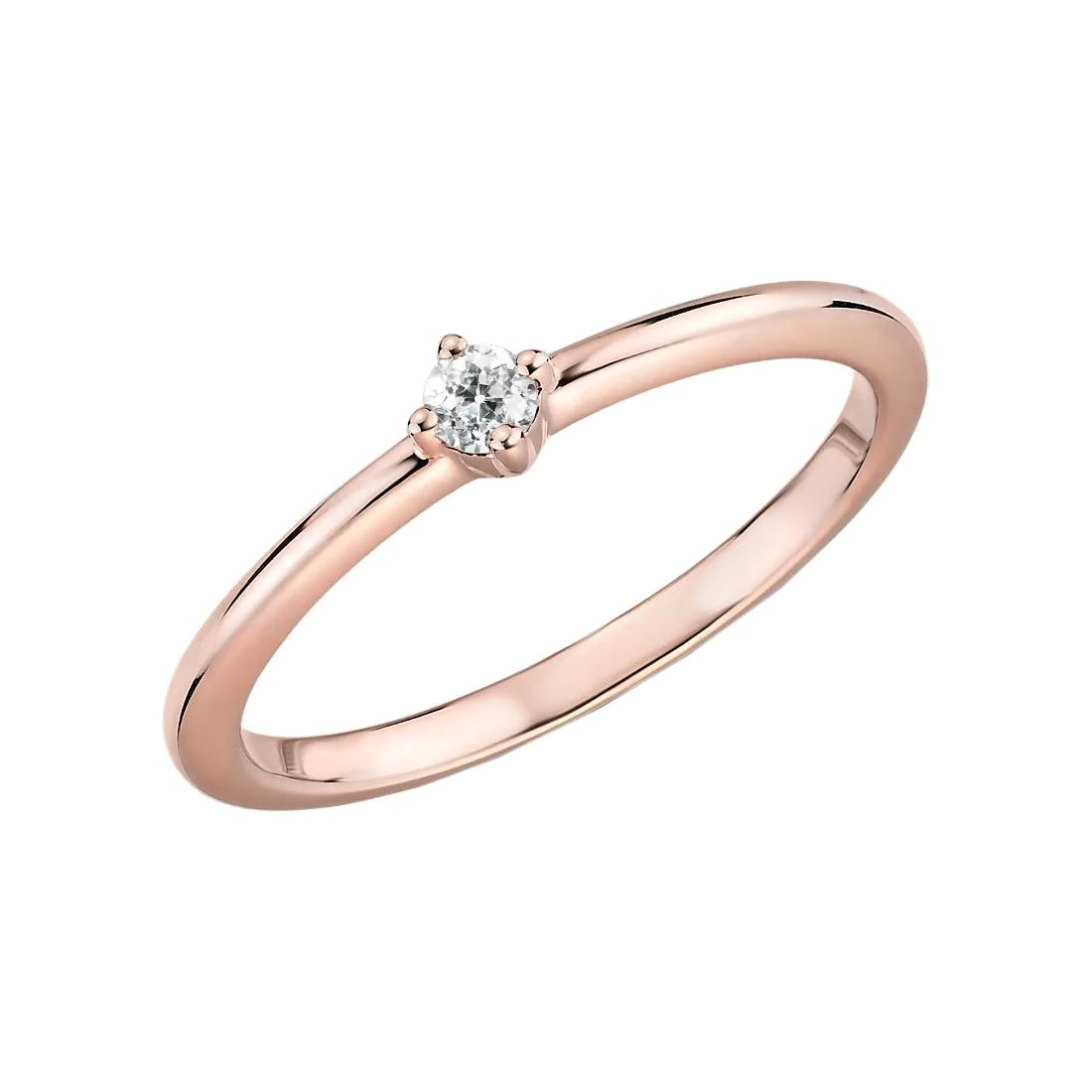 Rose Gold Solitaire Round Cut Ring Old Mine Cut Real Diamond 1 Carat