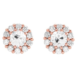Diamond Antique Cushion Drop Earrings 1.5 ct in 14K Rose Gold