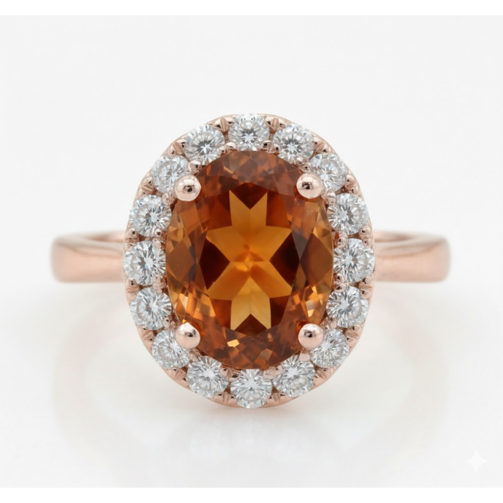 natural round citrine 27.50ct ring front view