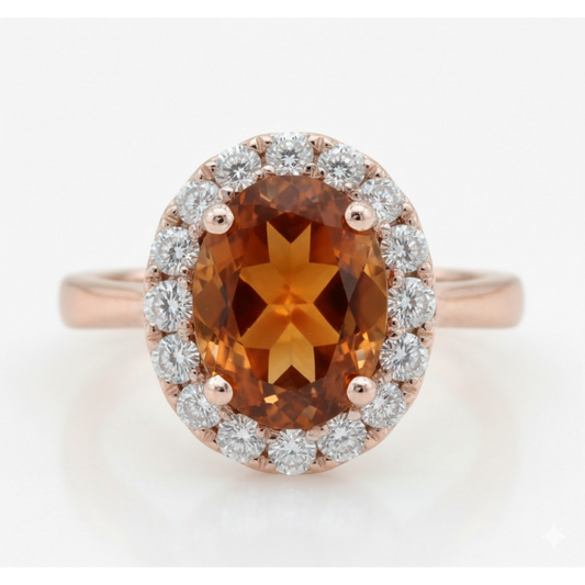natural round citrine 27.50ct ring front view