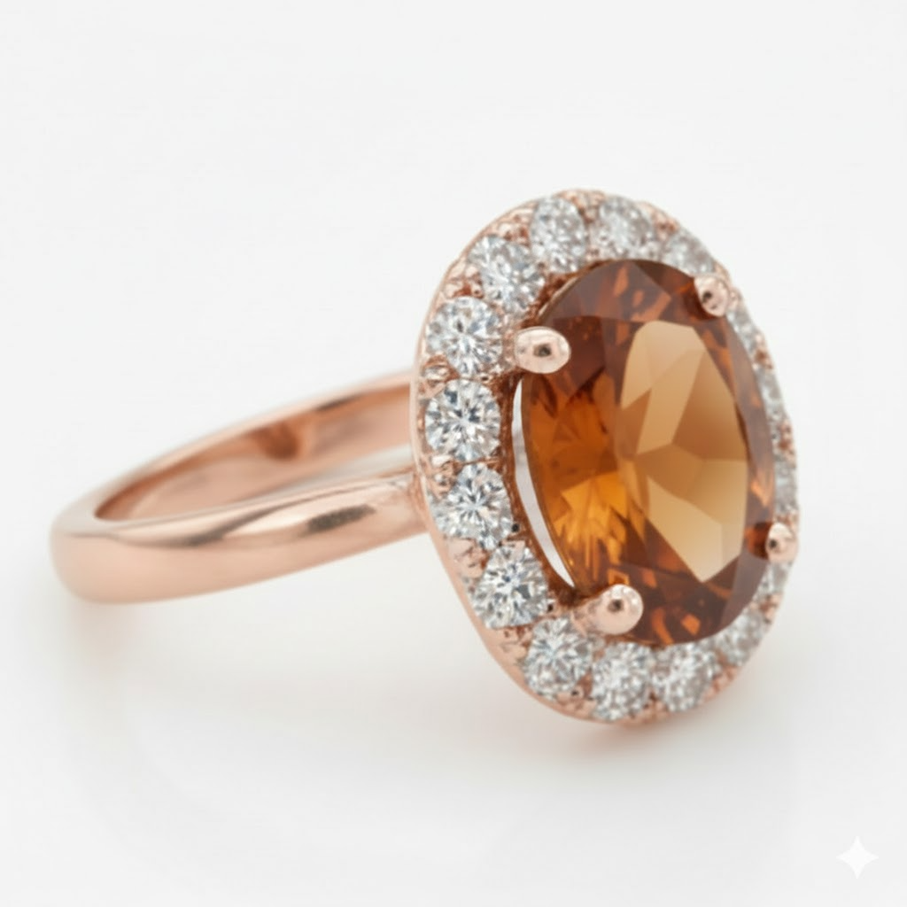 natural round citrine 27.50ct ring close up detail