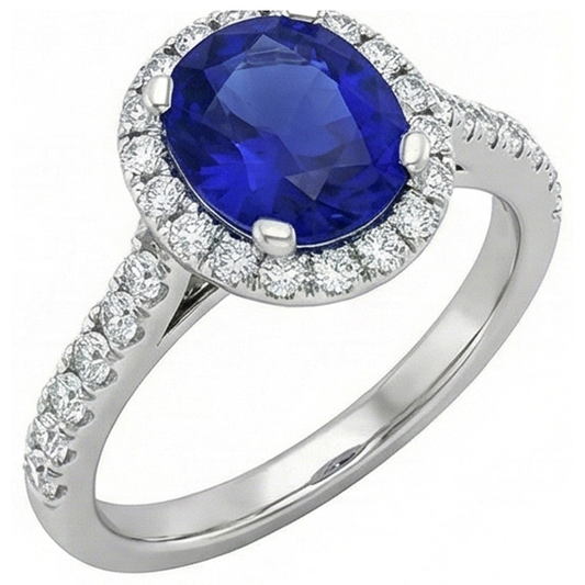 natural round sapphire 2.50ct ring front view