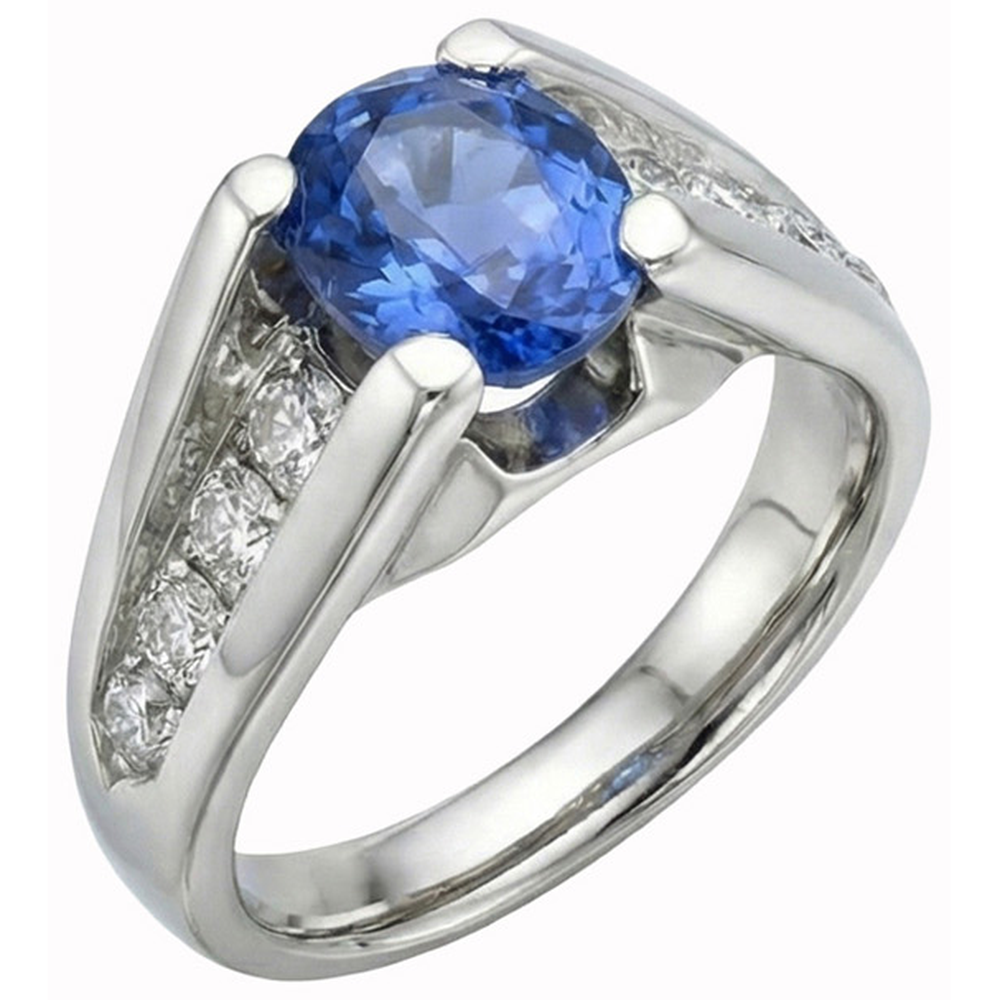 natural round sapphire 2.50ct ring close up detail