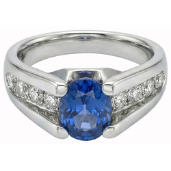 Natural Sapphire Ring 2.50ct - White Gold 14K