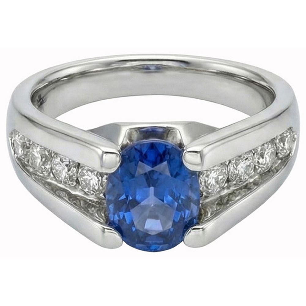 natural round sapphire 2.50ct ring front view