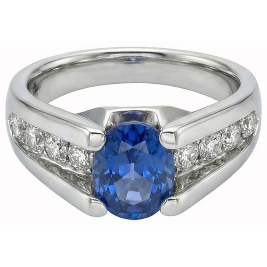 natural round sapphire 2.50ct ring front view