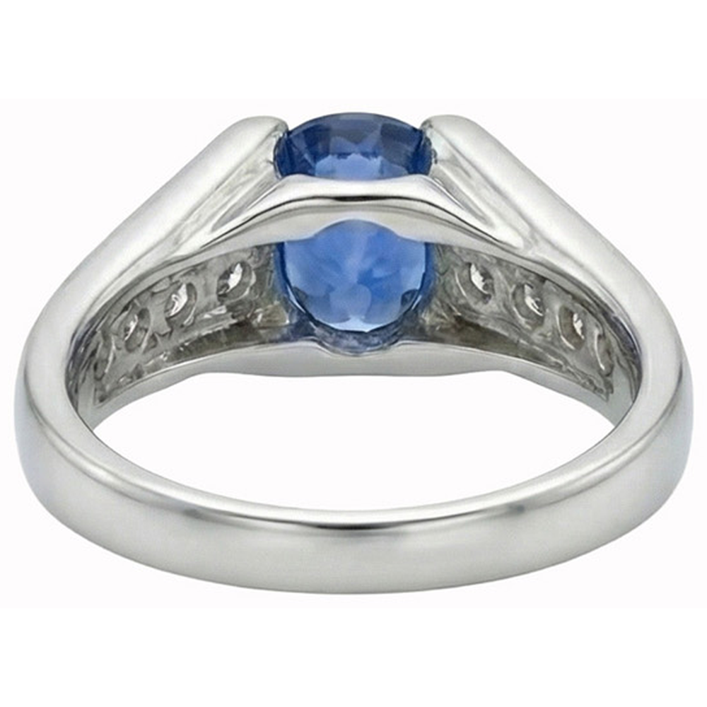 natural round sapphire 2.50ct ring top view