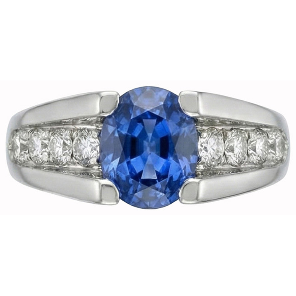 natural round sapphire 2.50ct ring side angle