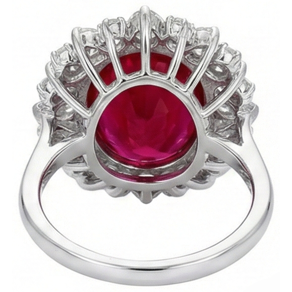 Round And Pear Cut Natural Earth Mined Diamond ( Not Lab Grown )s With Ruby Ring 17.75 Ct White Gold 14K