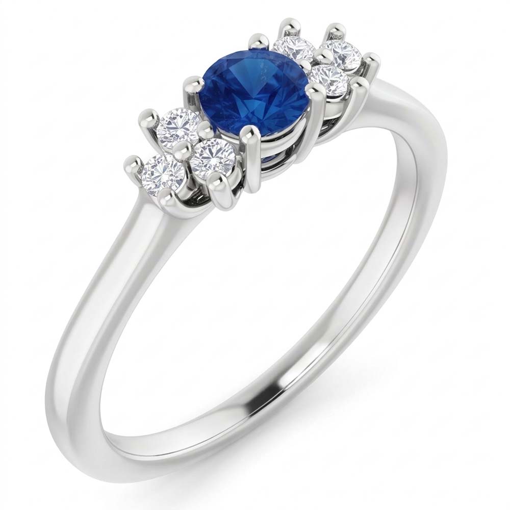 Round Blue Sapphire Stone 1.50 Carats Engagement Ring