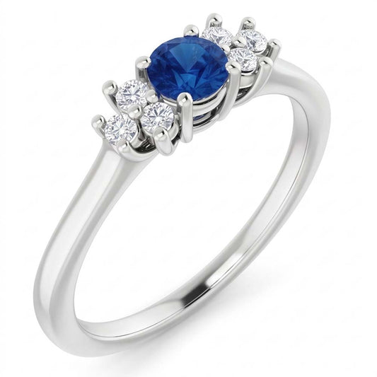 Round Blue Sapphire Stone 1.50 Carats Engagement Ring