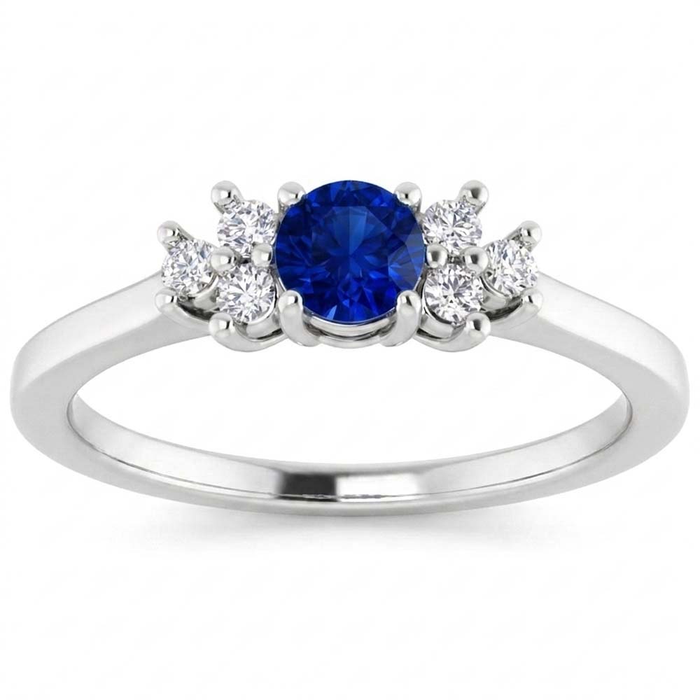 Round Blue Sapphire Stone 1.50 Carats Engagement Ring