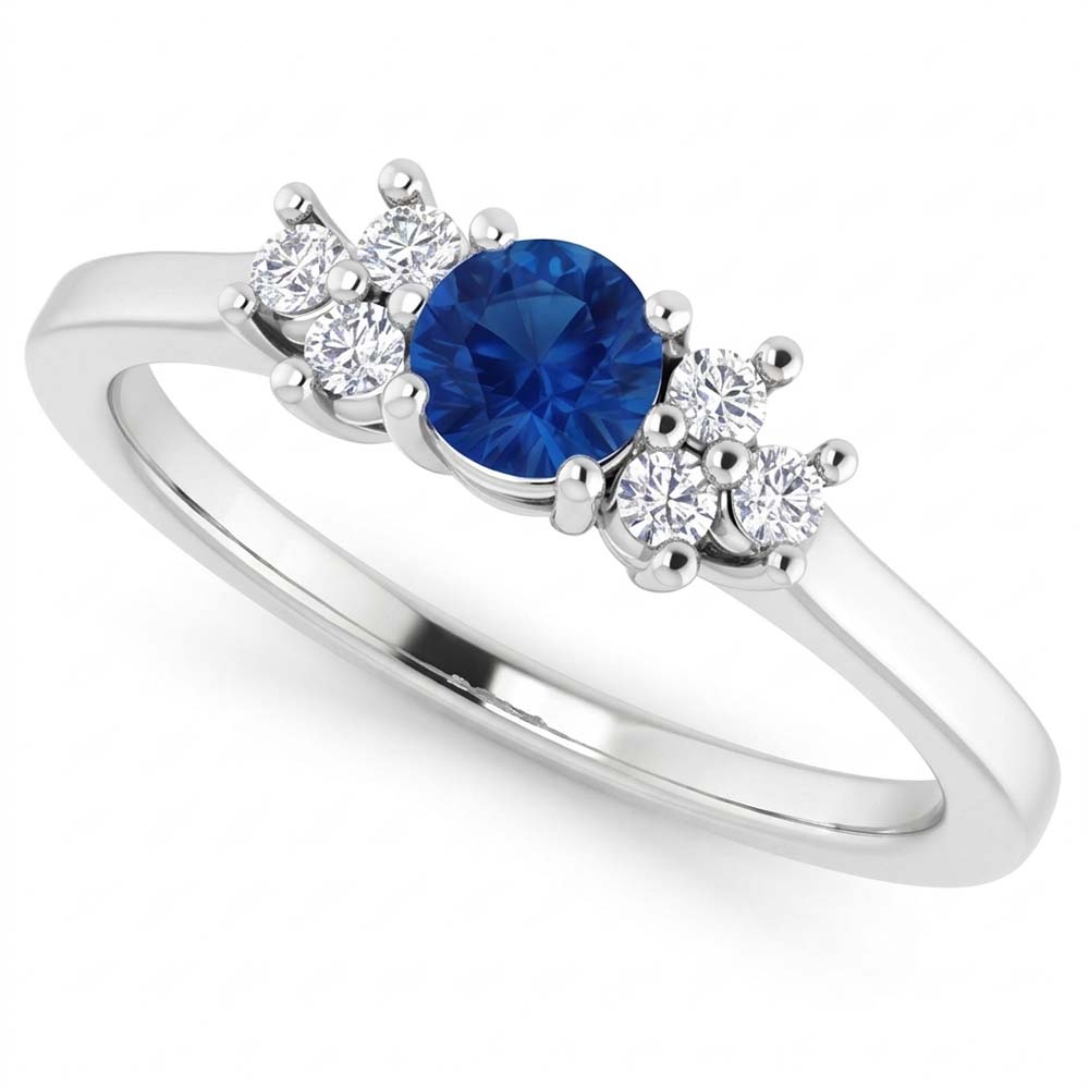 Round Blue Sapphire Stone 1.50 Carats Engagement Ring