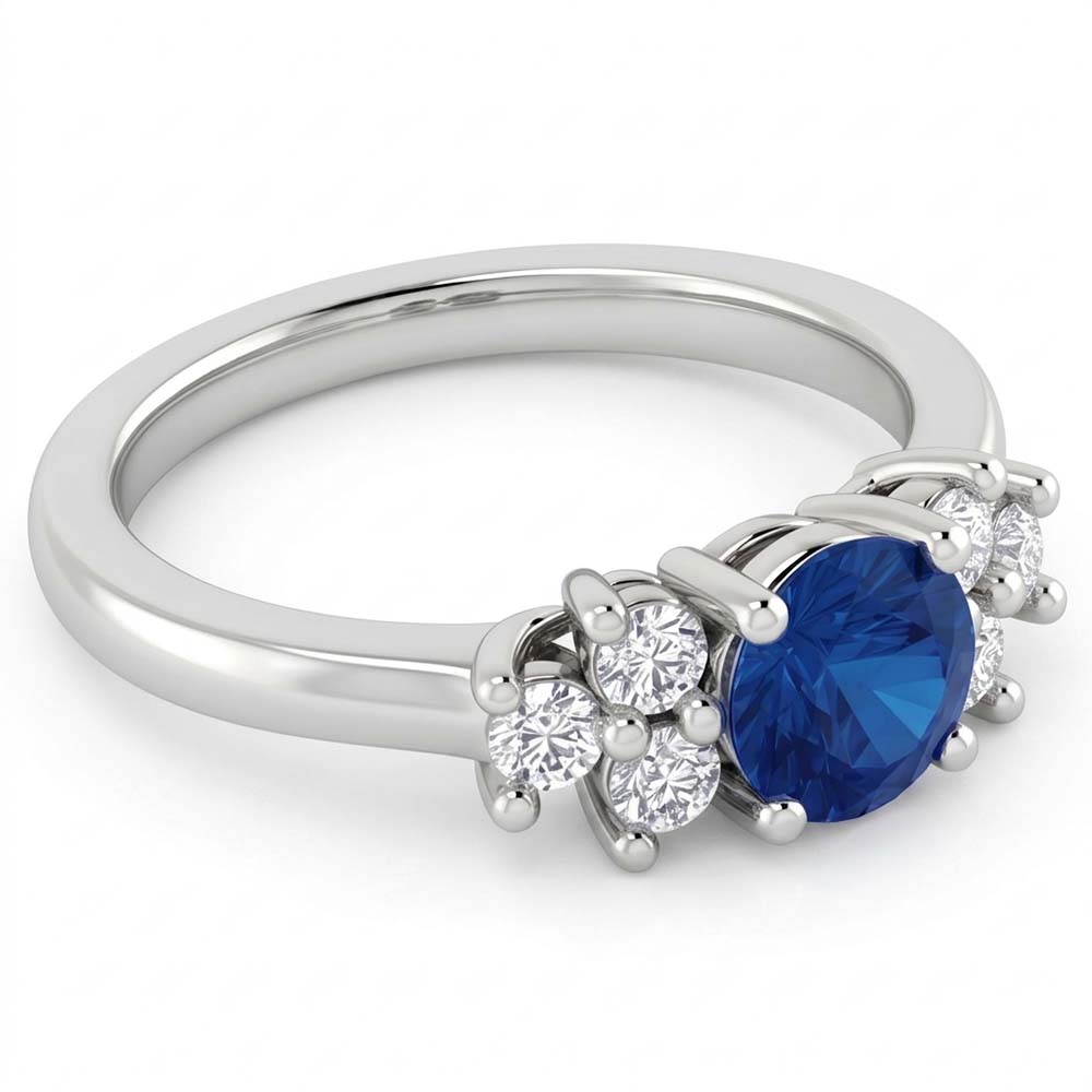 Round Blue Sapphire Stone 1.50 Carats Engagement Ring