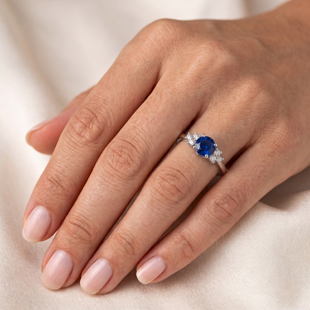 Round Blue Sapphire Stone 1.50 Carats Engagement Ring