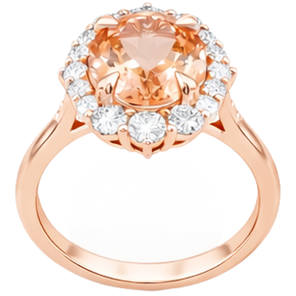 Round Brilliant Cut 15 Ct Morganite And Natural Earth Mined Diamond ( Not Lab Grown )s Ring 14K Rose Gold