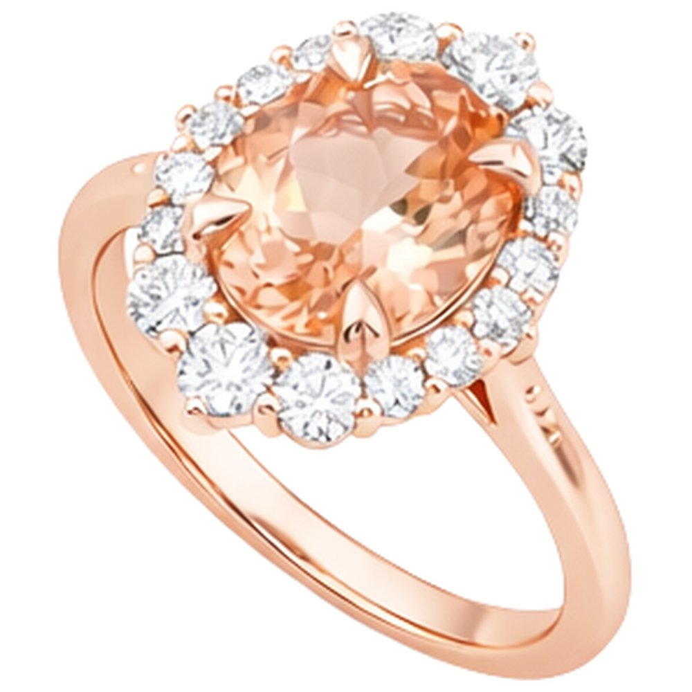 Round Brilliant Cut 15 Ct Morganite And Natural Earth Mined Diamond ( Not Lab Grown )s Ring 14K Rose Gold