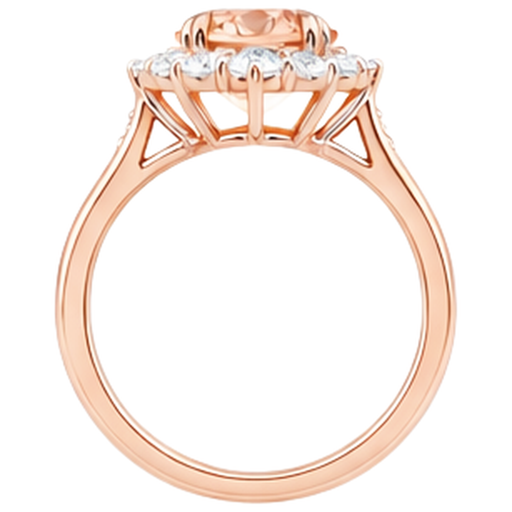 Round Brilliant Cut 15 Ct Morganite And Natural Earth Mined Diamond ( Not Lab Grown )s Ring 14K Rose Gold