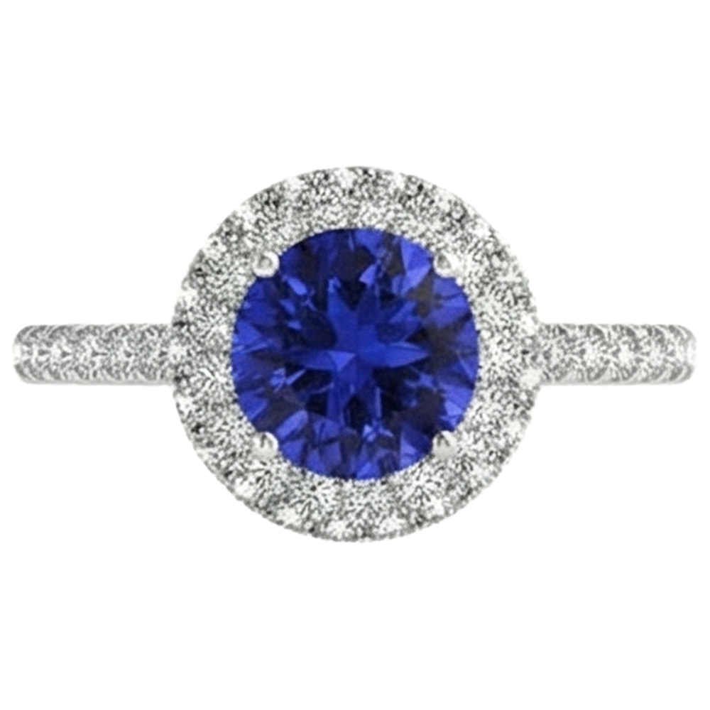 natural round tanzanite 6.75ct ring side angle