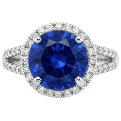 Natural Sapphire Ring 4.15ct - White Gold 14K