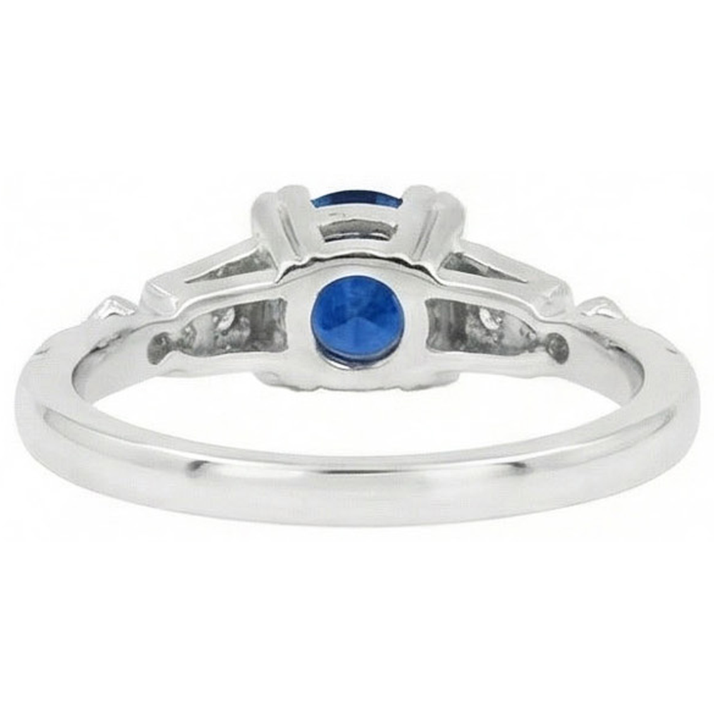 Round Cut 1.65 Ct Sri Lankan Sapphire And Natural Earth Mined Diamond ( Not Lab Grown ) s Ring White Gold 14K