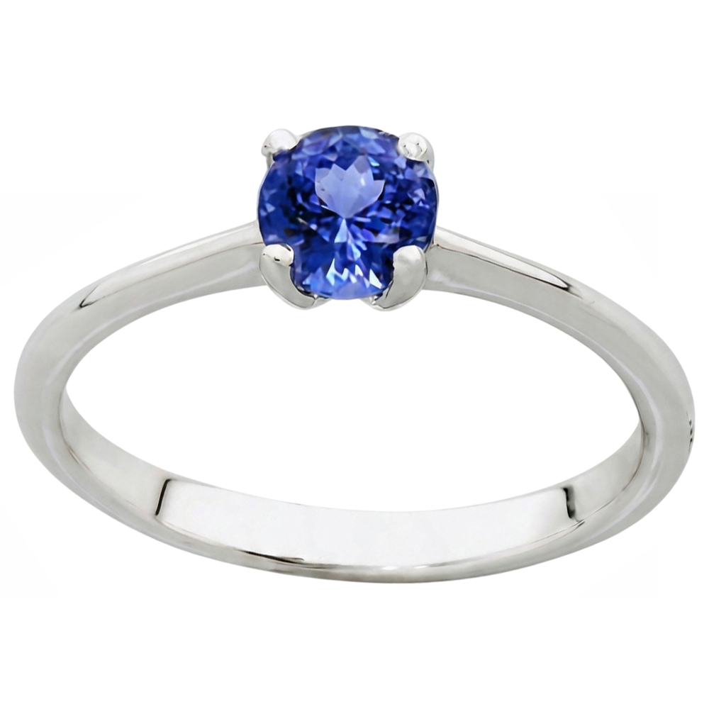 Round Cut 2 Carat Solitaire Tanzanite Wedding Ring 14K White Gold