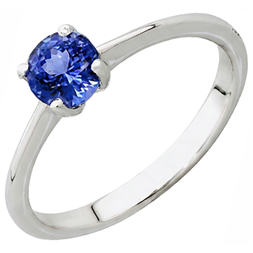Round Cut 2 Carat Solitaire Tanzanite Wedding Ring 14K White Gold