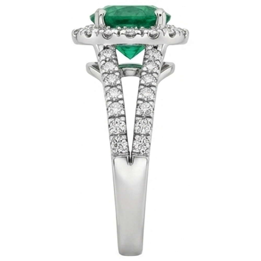 natural round emerald 3.80ct ring profile view