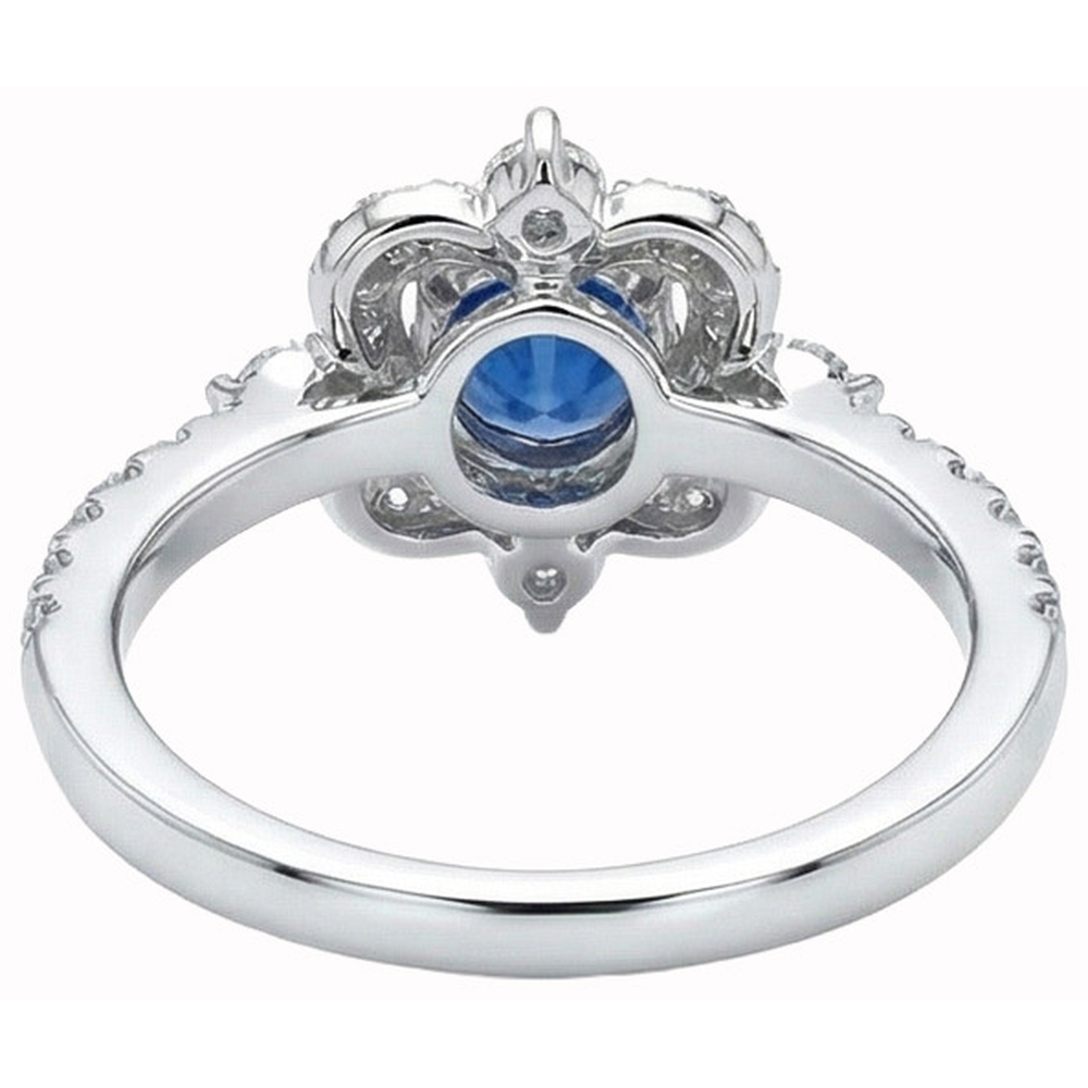 Round Cut 4.30 Ct Sri Lanka Blue Sapphire Natural Earth Mined Diamond ( Not Lab Grown ) s Fancy Ring