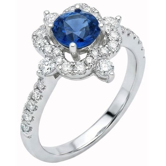 Round Cut 4.30 Ct Sri Lanka Blue Sapphire Natural Earth Mined Diamond ( Not Lab Grown ) s Fancy Ring