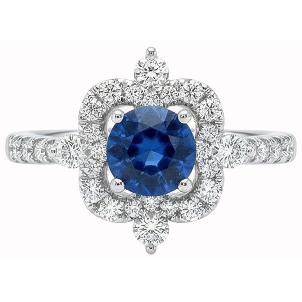 Round Cut 4.30 Ct Sri Lanka Blue Sapphire Natural Earth Mined Diamond ( Not Lab Grown ) s Fancy Ring