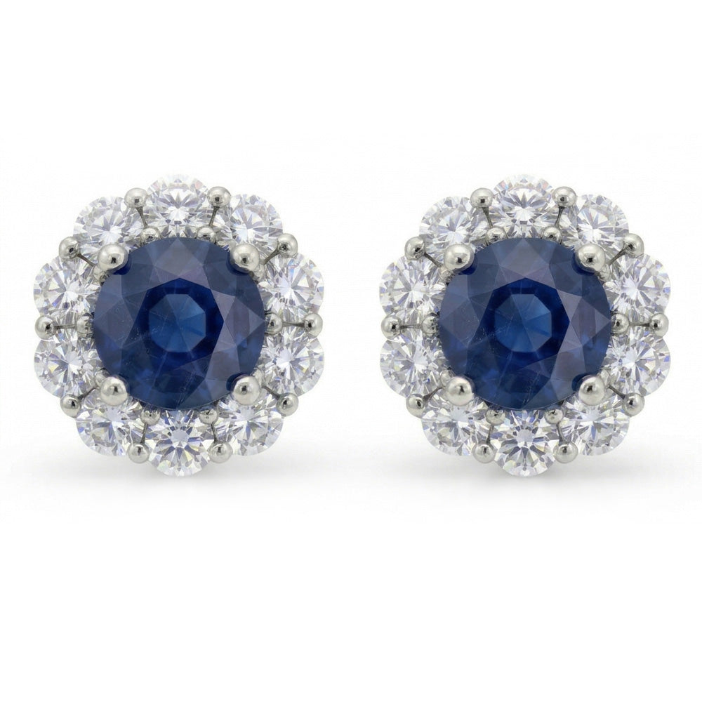 natural round sapphire 4.50ct earring front view