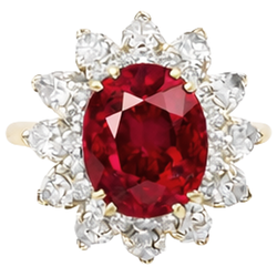 Round Cut 4.50 Ct Ruby And Natural Earth Mined Diamond ( Not Lab Grown )s Ring Prong Set Gold Yellow 14K