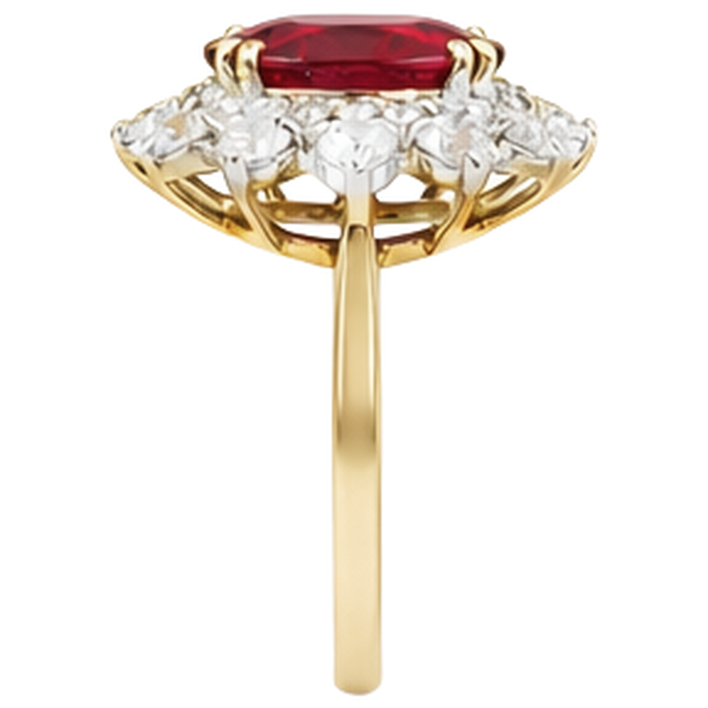 Round Cut 4.50 Ct Ruby And Natural Earth Mined Diamond ( Not Lab Grown )s Ring Prong Set Gold Yellow 14K