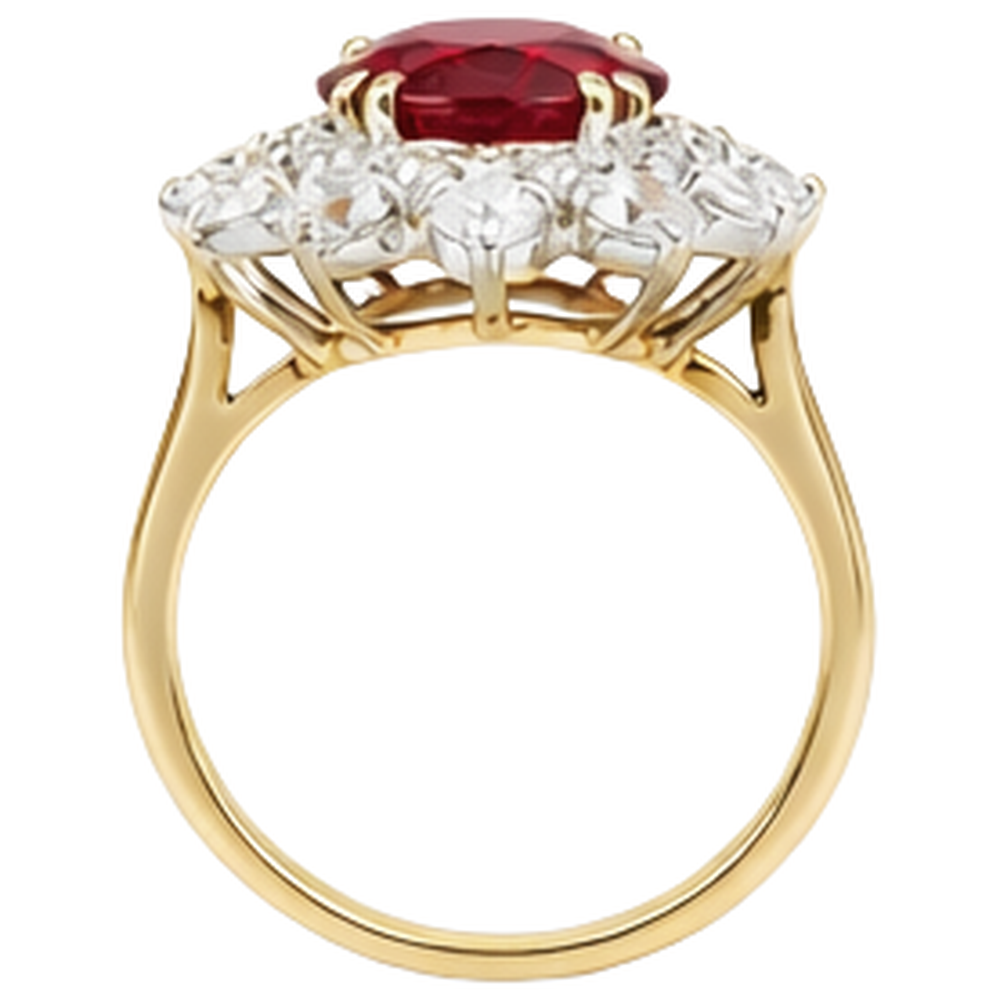 Round Cut 4.50 Ct Ruby And Natural Earth Mined Diamond ( Not Lab Grown )s Ring Prong Set Gold Yellow 14K