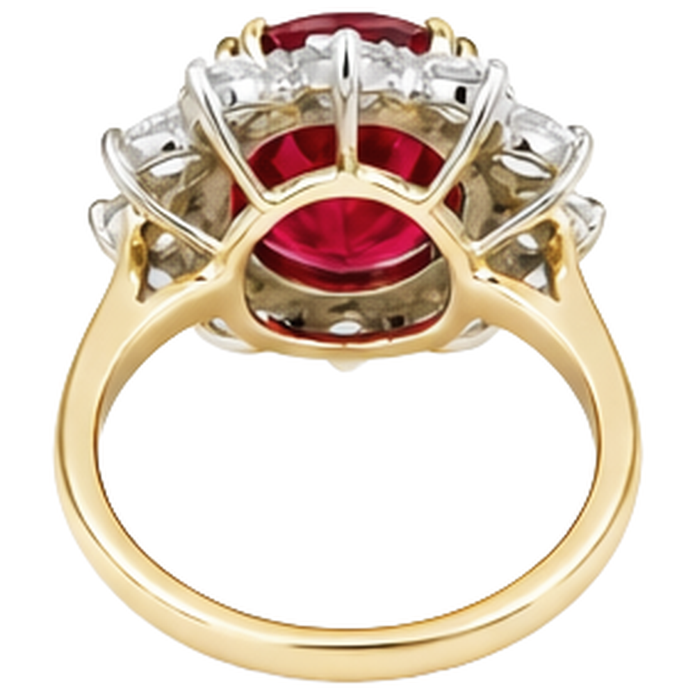 Round Cut 4.50 Ct Ruby And Natural Earth Mined Diamond ( Not Lab Grown )s Ring Prong Set Gold Yellow 14K