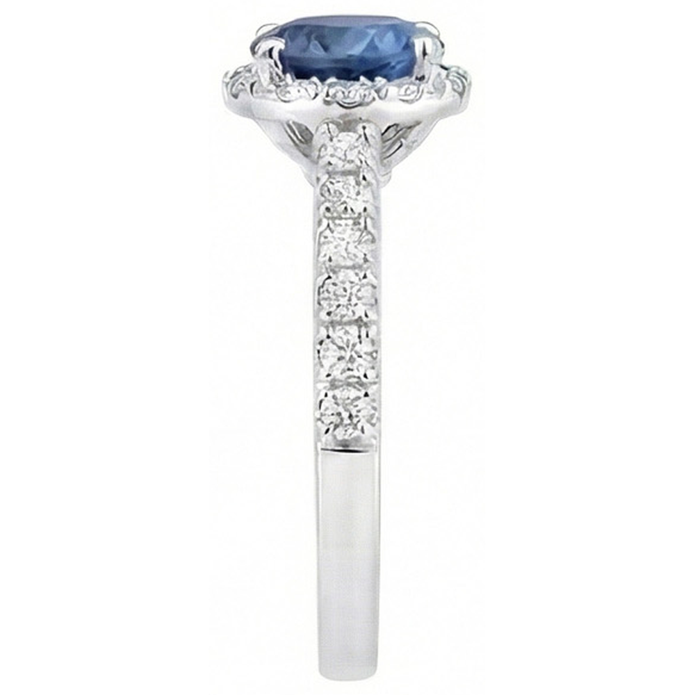 natural round sapphire 4ct ring profile view