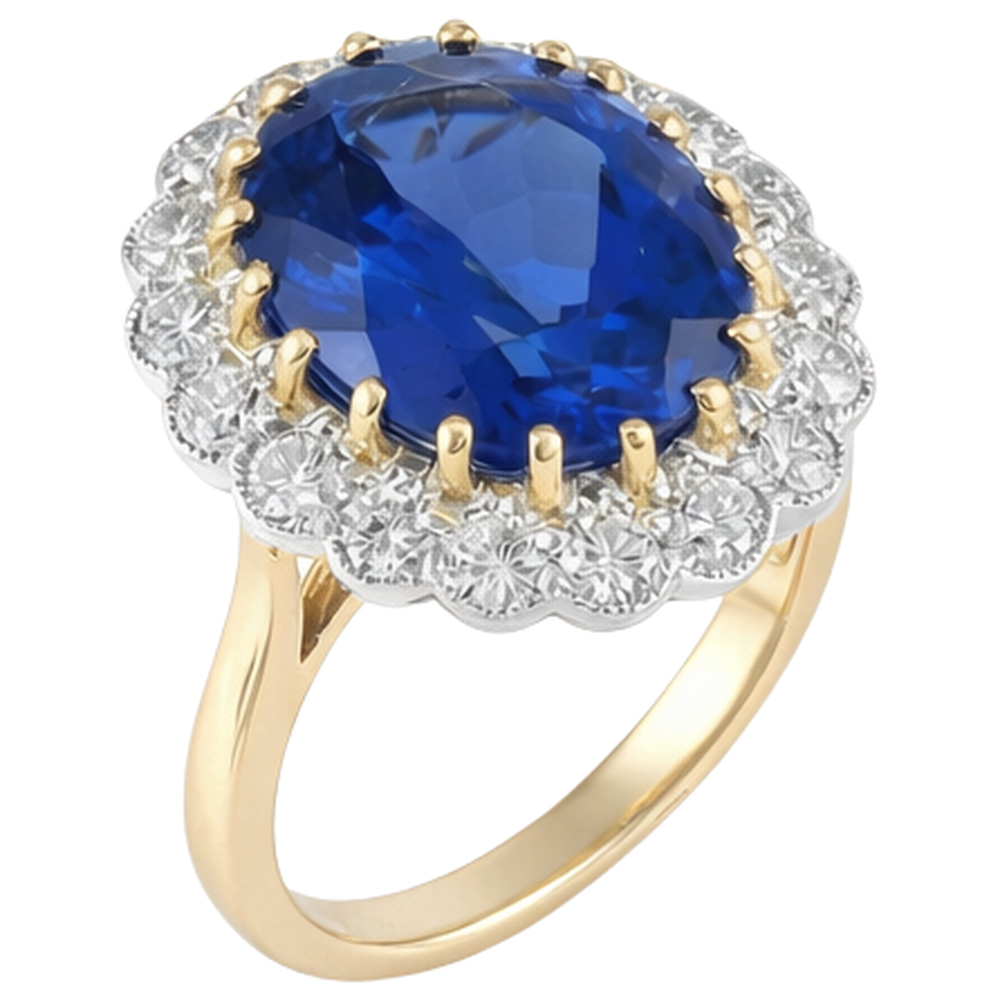Round Cut 5.75 Carats Tanzanite With Natural Earth Mined Diamond ( Not Lab Grown )s Ring Two Tone 14K