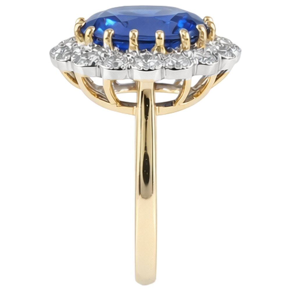 Round Cut 5.75 Carats Tanzanite With Natural Earth Mined Diamond ( Not Lab Grown )s Ring Two Tone 14K