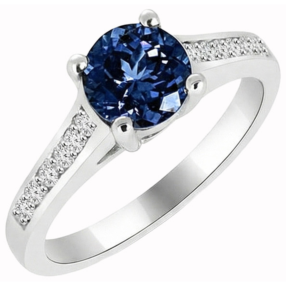 natural round sapphire 2.80ct ring front view