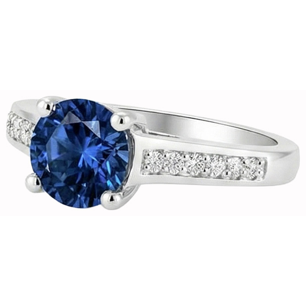 natural round sapphire 2.80ct ring close up detail
