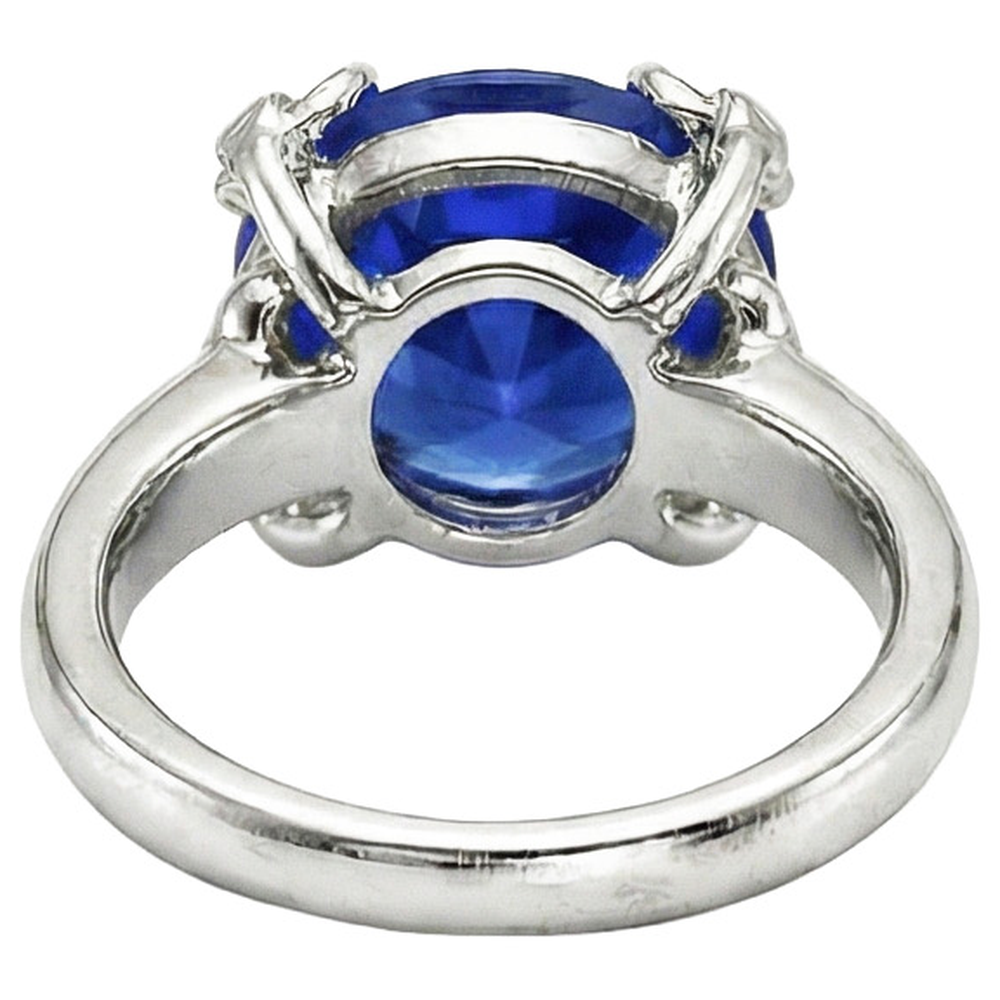 Round Cut Ceylon Sapphire Solitaire Ring 7.01 Ct. White Gold 14K