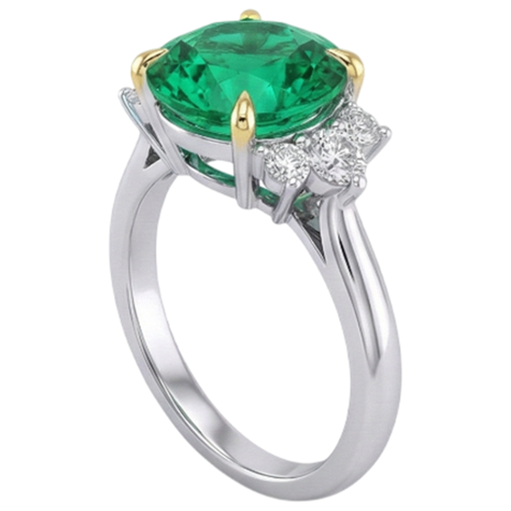 Earth-Mined Fine Emerald Precious Stone Ring – profile view