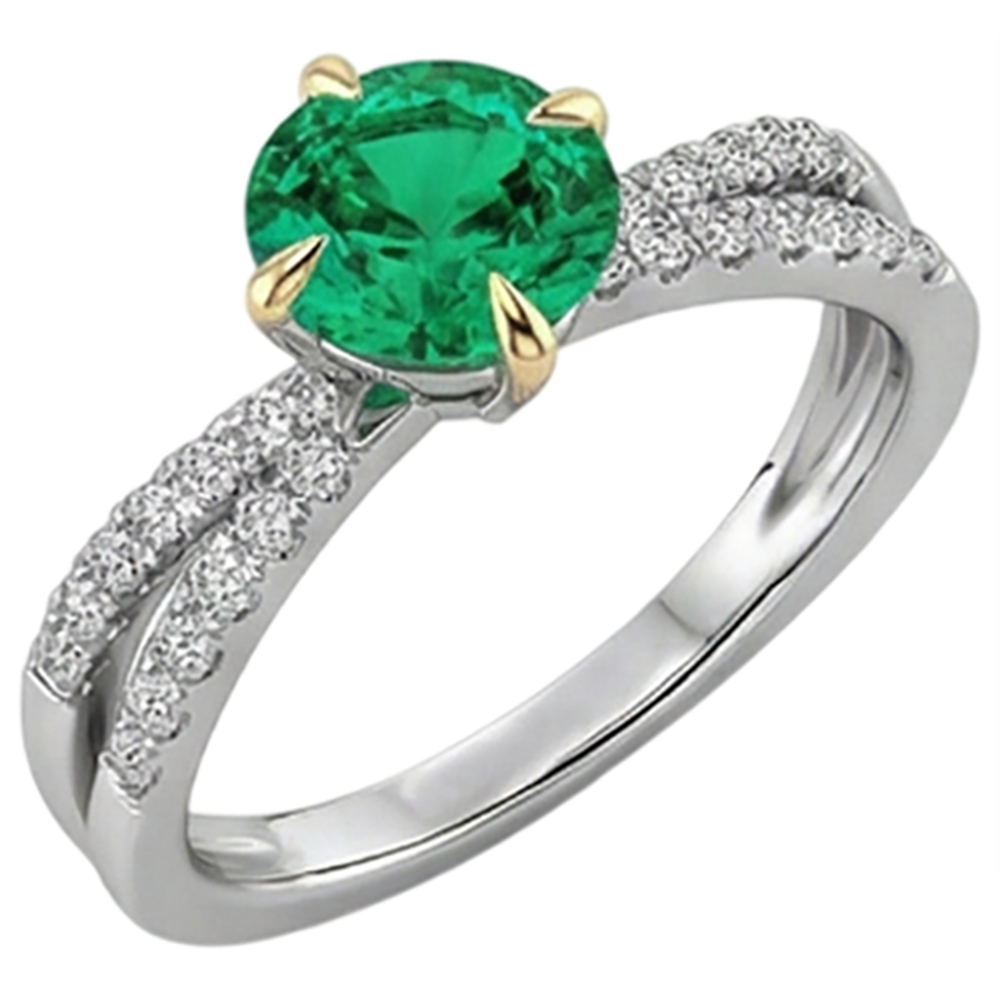 Natural Colombian Emerald Gemstone Ring – front view