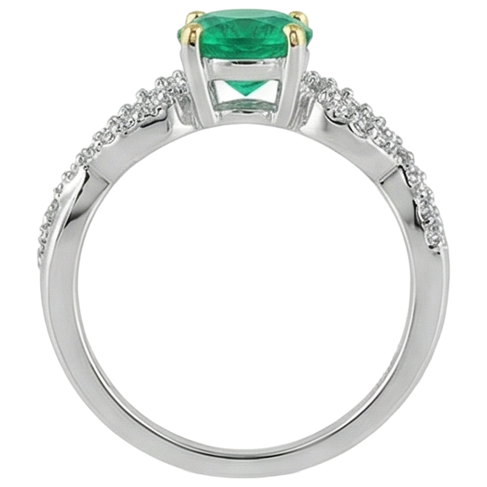 Genuine Emerald Gemstone Ring – top view