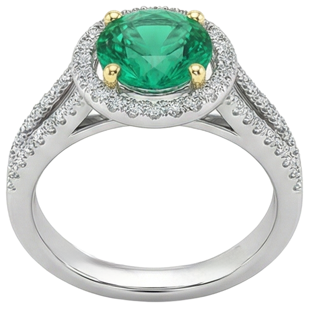 Authentic Colombian Emerald Gemstone Ring – angle view