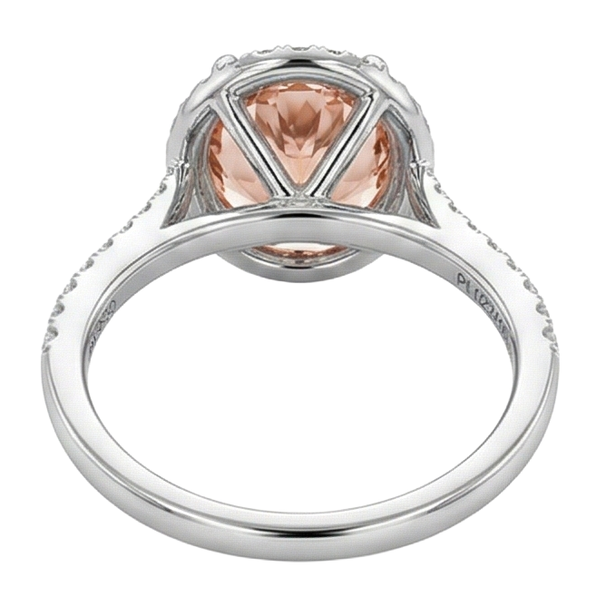 Round Cut Morganite And Natural Earth Mined Diamond ( Not Lab Grown )s 11.35 Carats Ring Gold White 14K